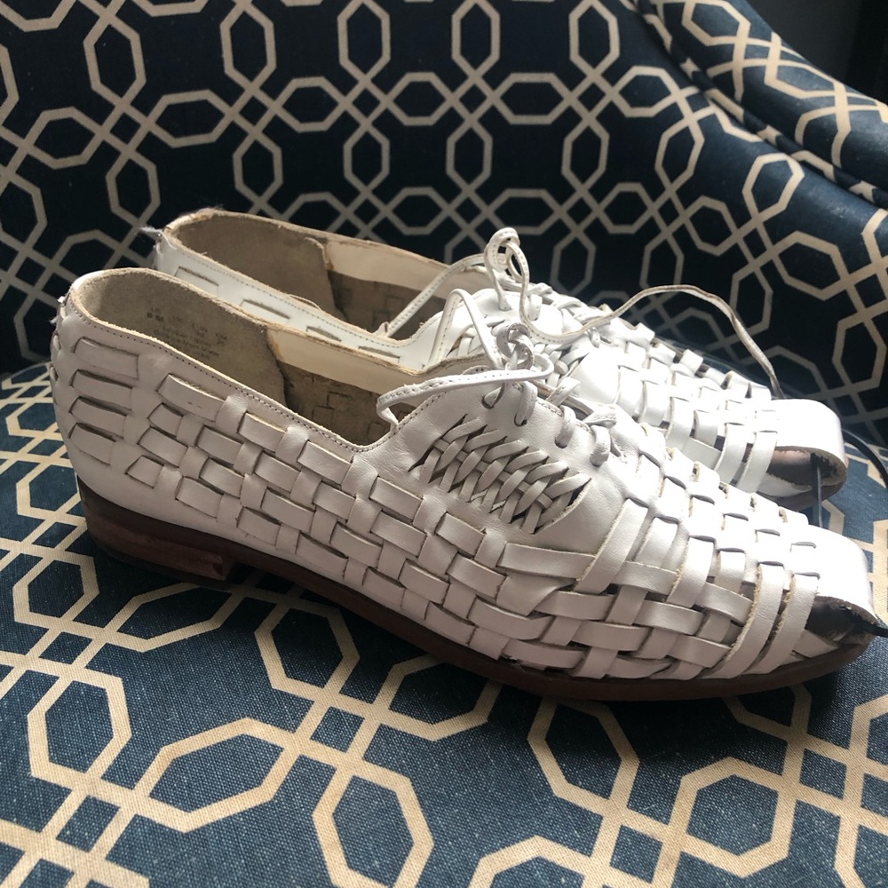 Sam Edelman White Woven Leather Women's Shoes